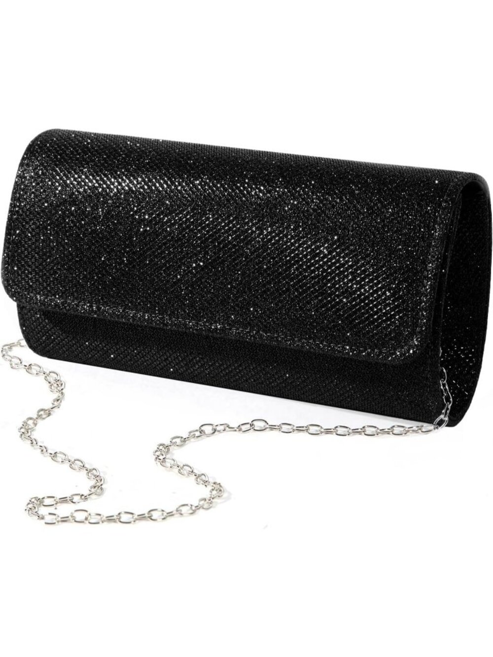 Women's Black Sparkling Clutch Purse For Evening Party Wedding Handbag
